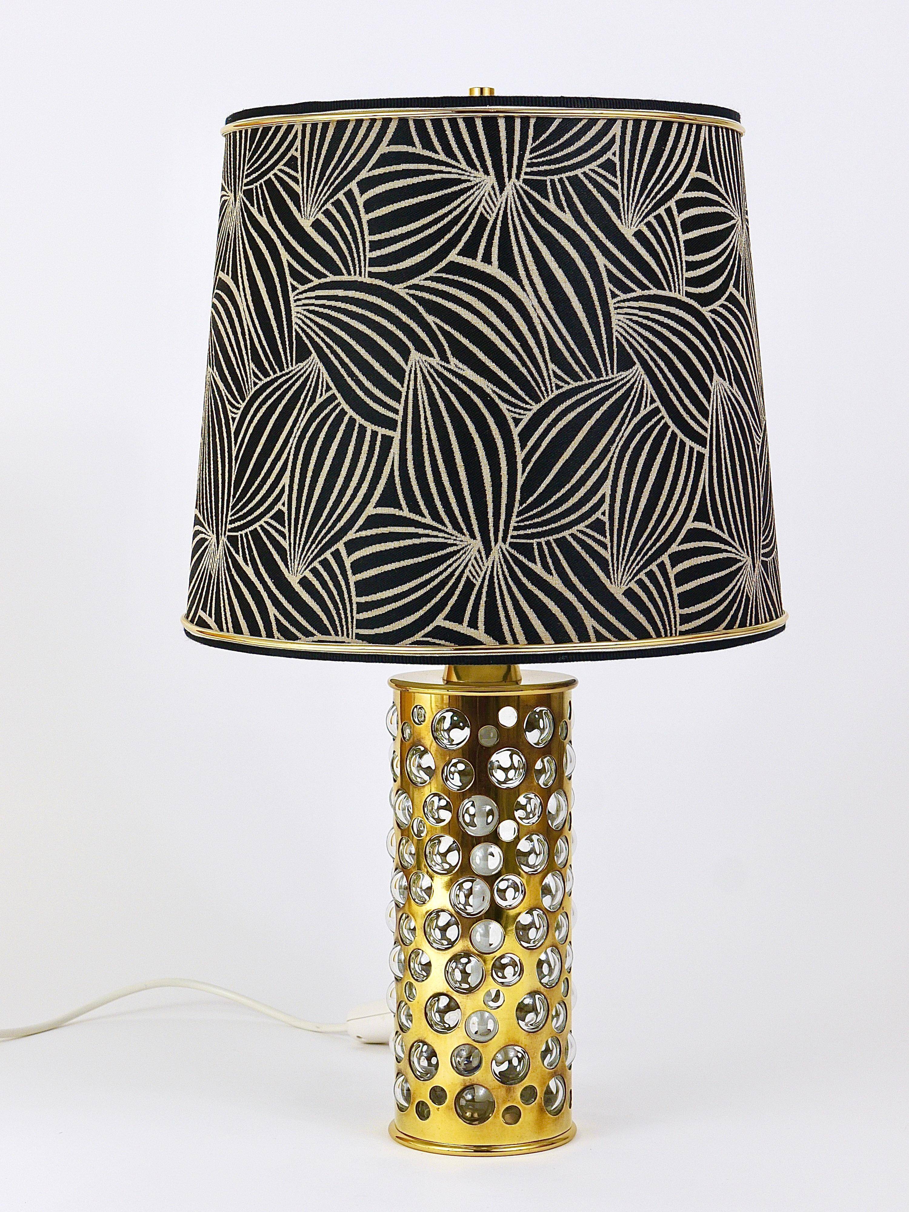 Rupert table lamp by Nikoll mid-century in brass tube and bubble glass, Austria, 1950s.