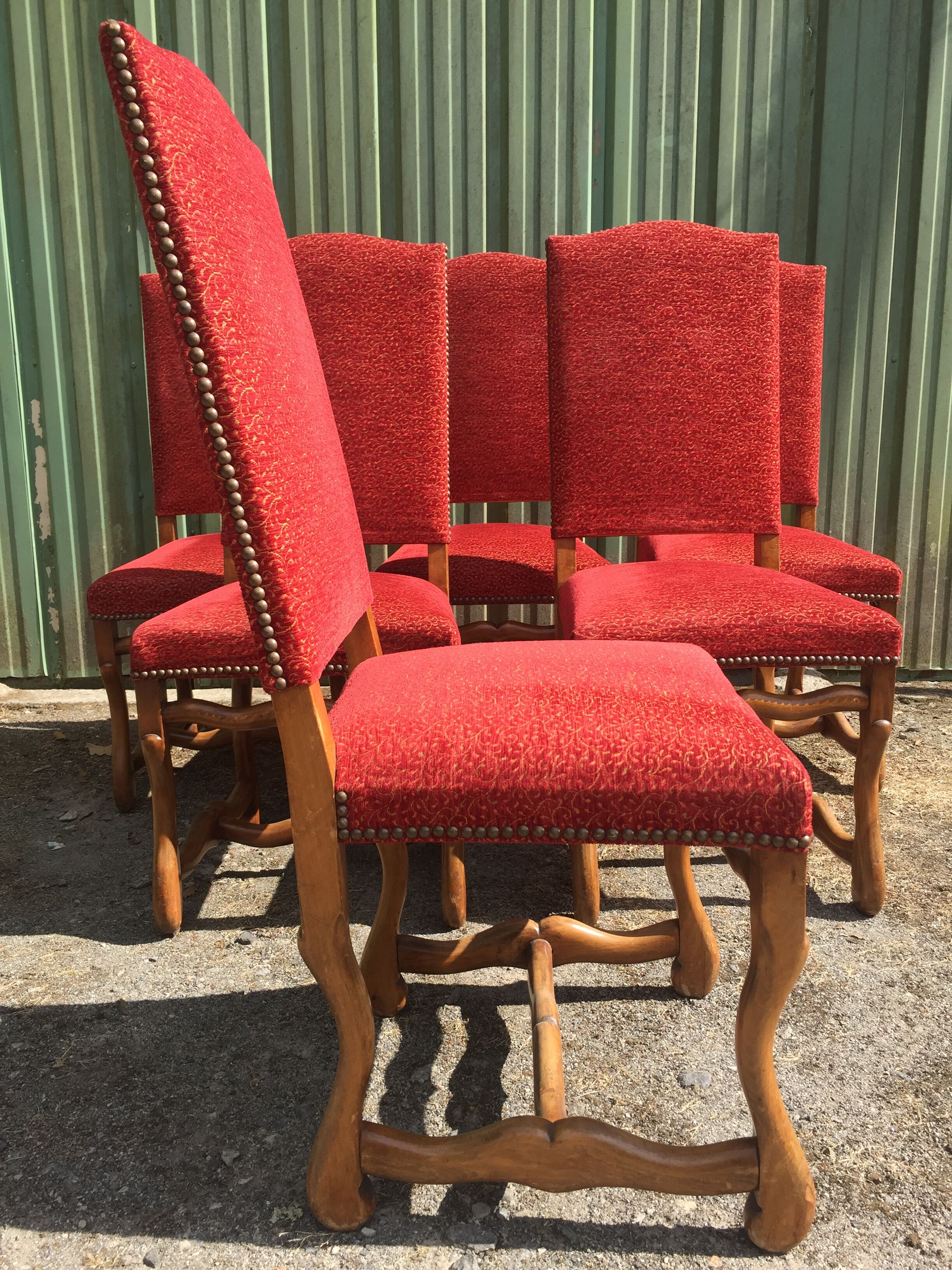 Vintage Louis XIII style chairs sheep bones in beech and velvet.