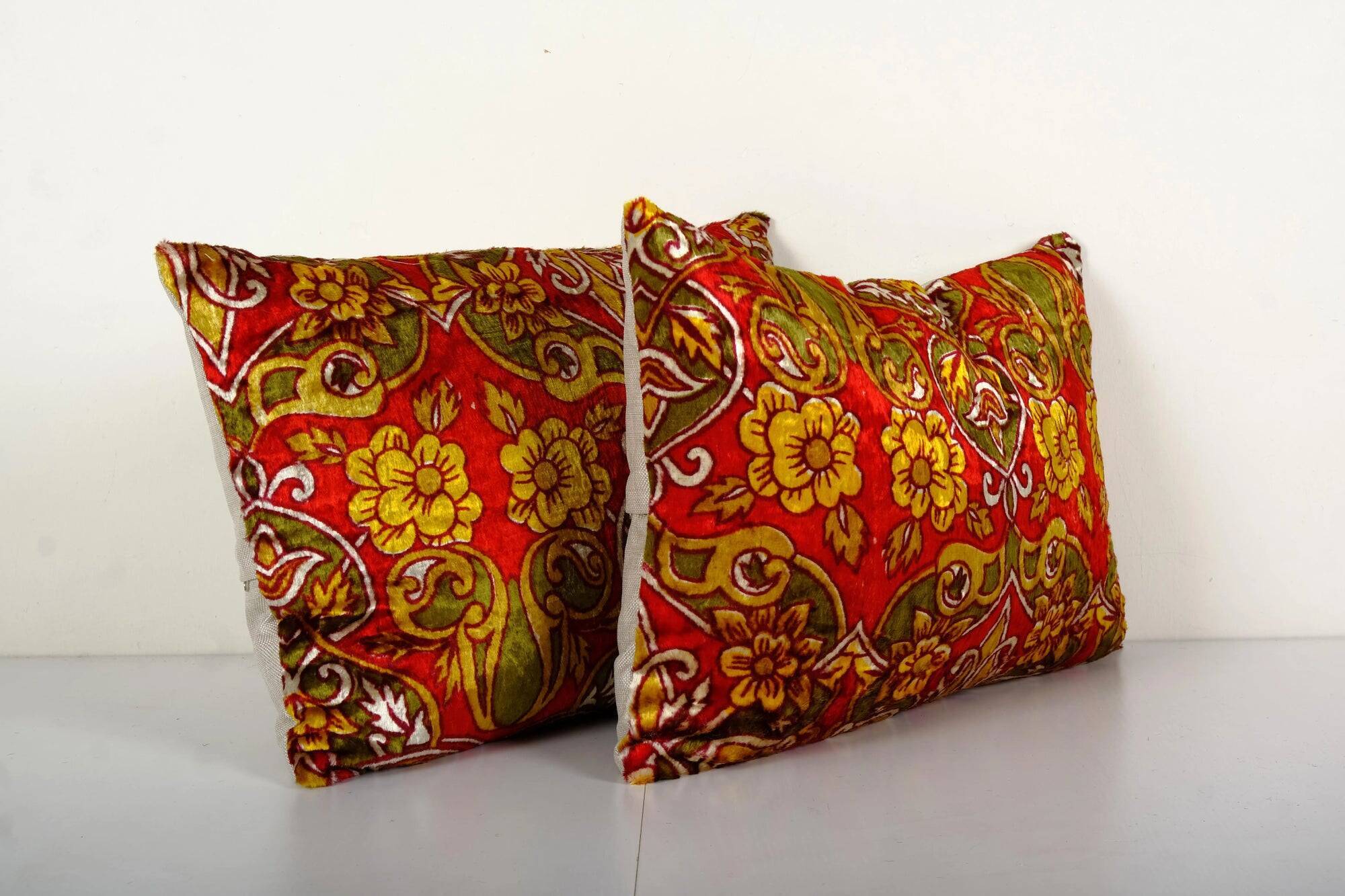 Set of 2 vintage velvet cushion covers 56x38 cm