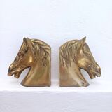 Pair of Vintage Brass Horse Bookends