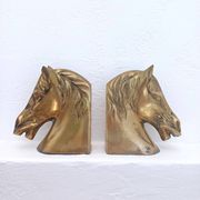 Paire de serre-livres vintage en laiton en forme de cheval