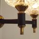 French Vintage Retro Mid Century Black & Gold 4 Arm Chandelier with Glass Shades 5015