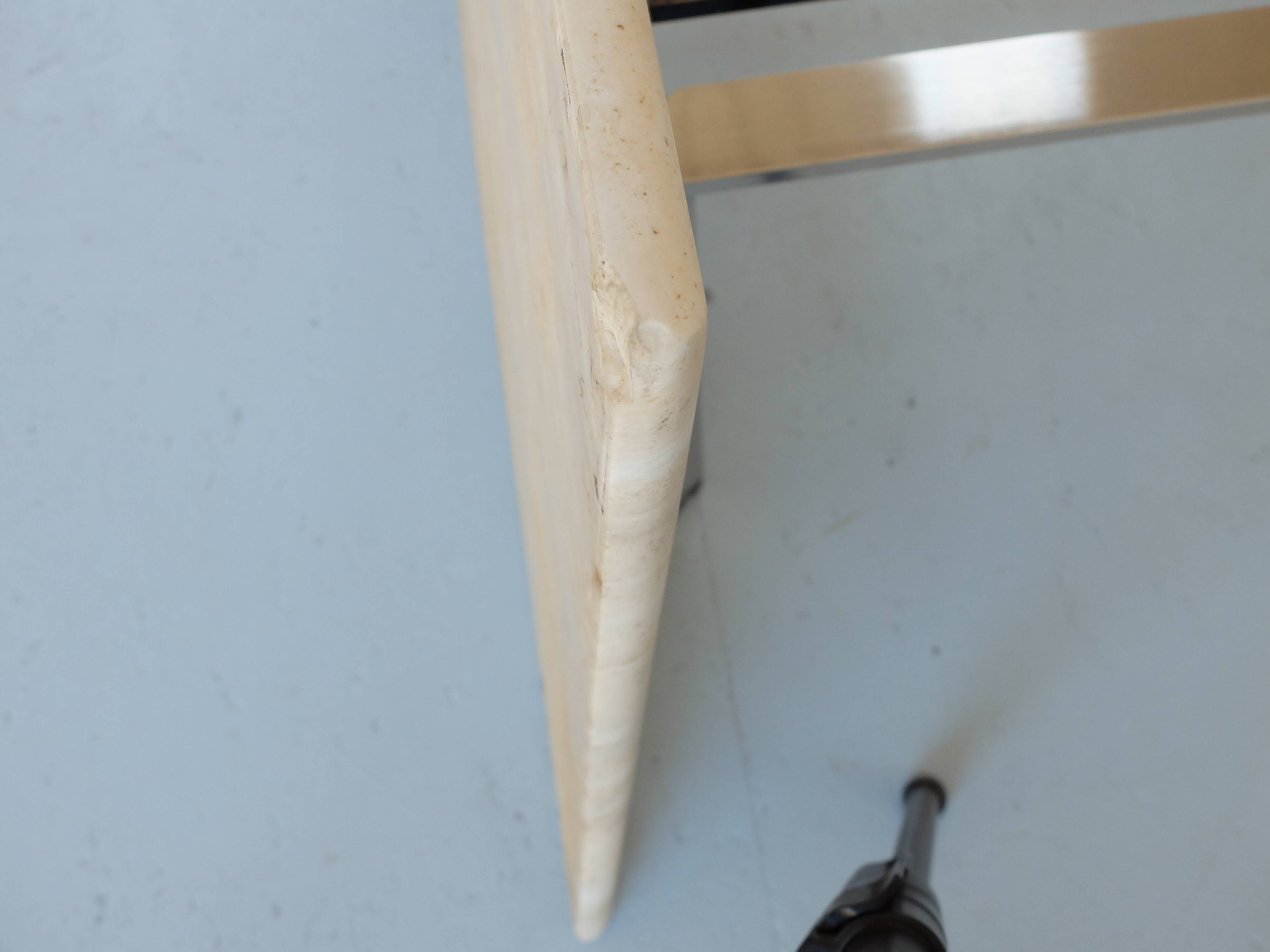 Chrome and travertine coffee table, Artelano France, 1980s.