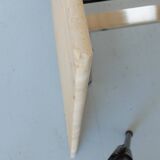 Chrome and travertine coffee table, Artelano France, 1980s.