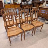 6 Louis XV oak caned chairs