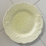 Paire d'assiettes à dessert en majolique jaune Midwinter England, motif feuille de chou