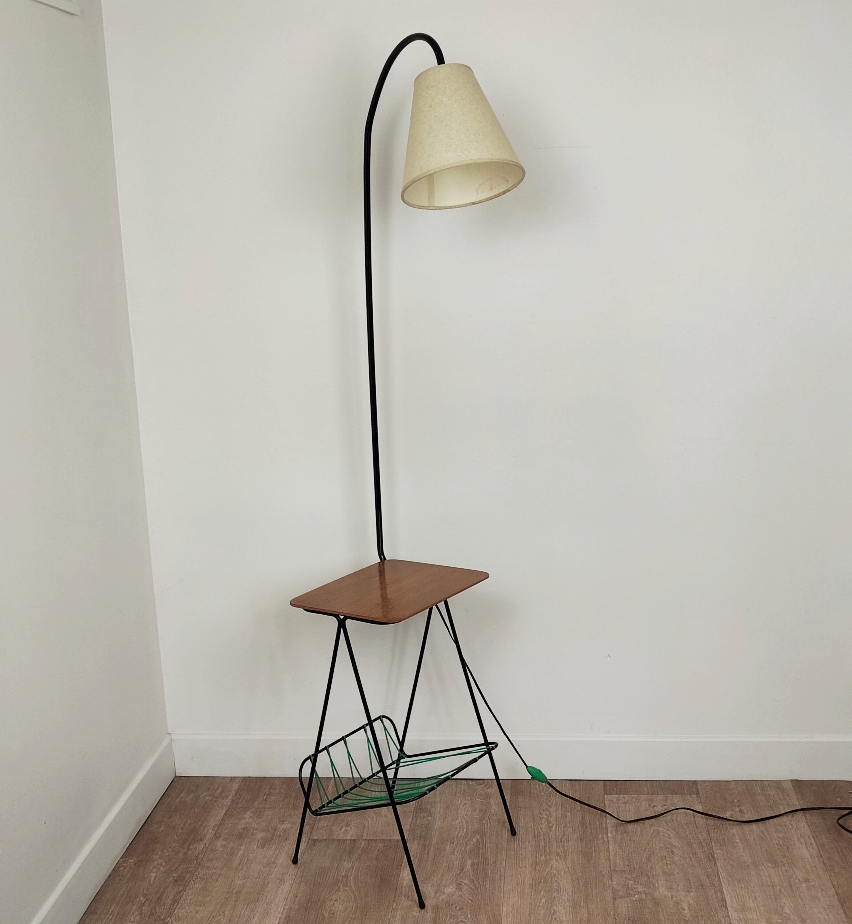 Floor lamp tablet and magazine holders 60s