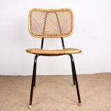 Vintage rattan and metal chair by Dirk Van Sliedrecht for Rohé Noordwolde 1950.