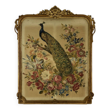 Cross-stitch tapestry in a Louis XVI style frame from around 1900.