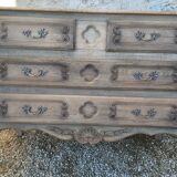 Commode de style Louis XV en chêne décapée