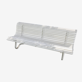 White metal Garden Bench and wooden slats 1970