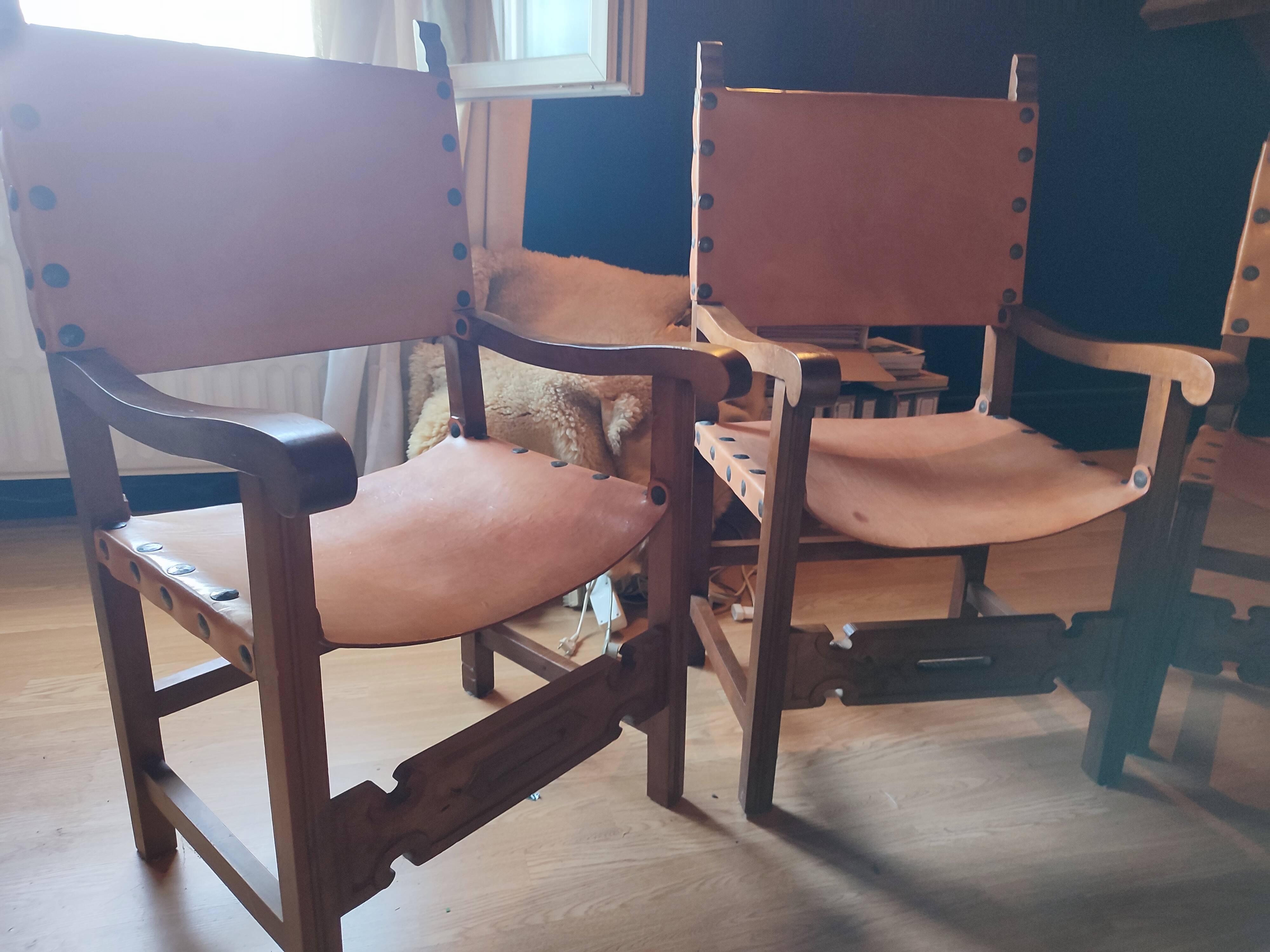 Catalan Spanish Medieval Gothic Leather Seated Armchair