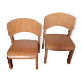 Lot 2 chaises enfant bois hêtre