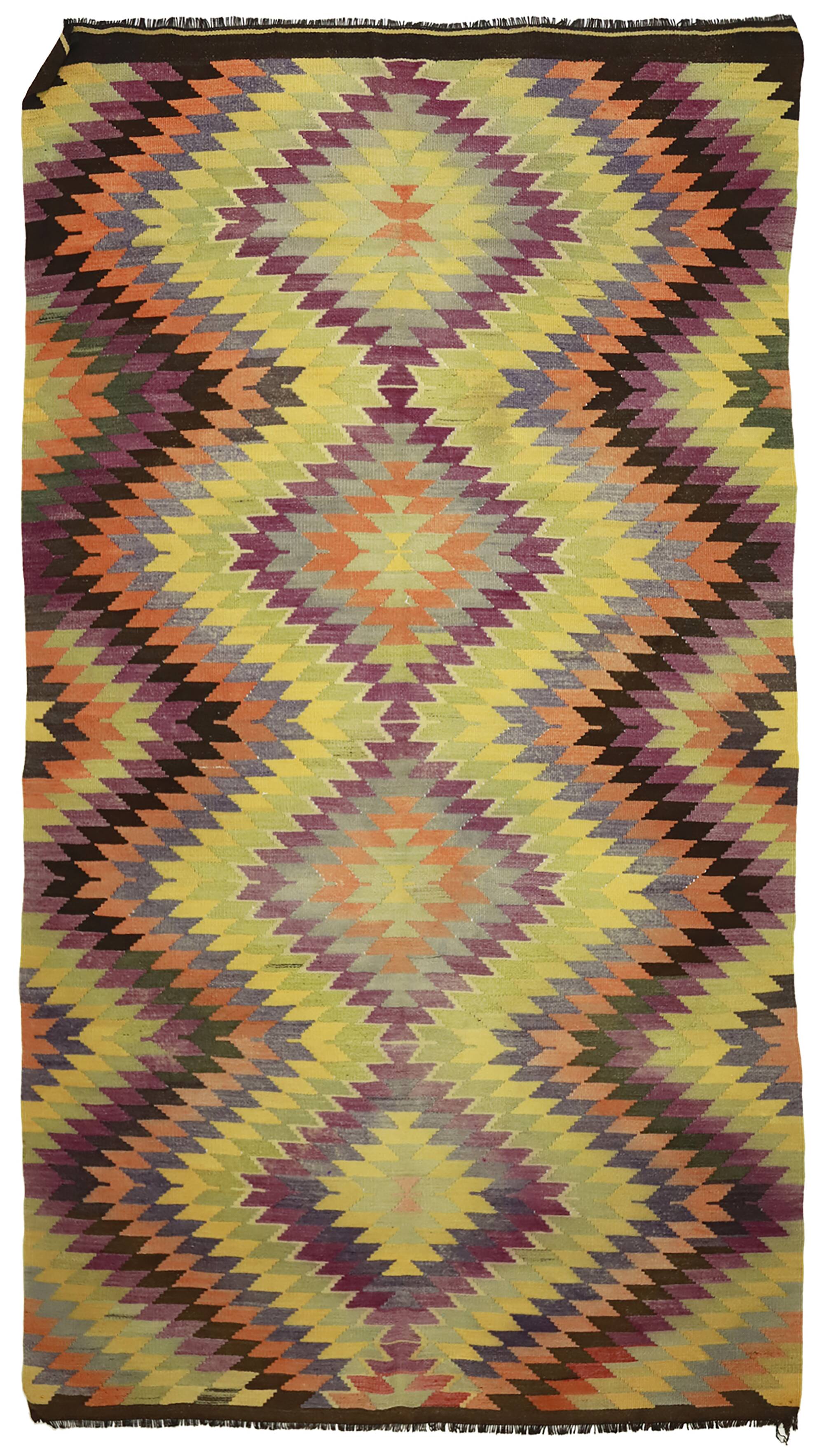 Vintage Turkish Kilim Coloured 163x298 cm Handwoven Bohemian Spirit