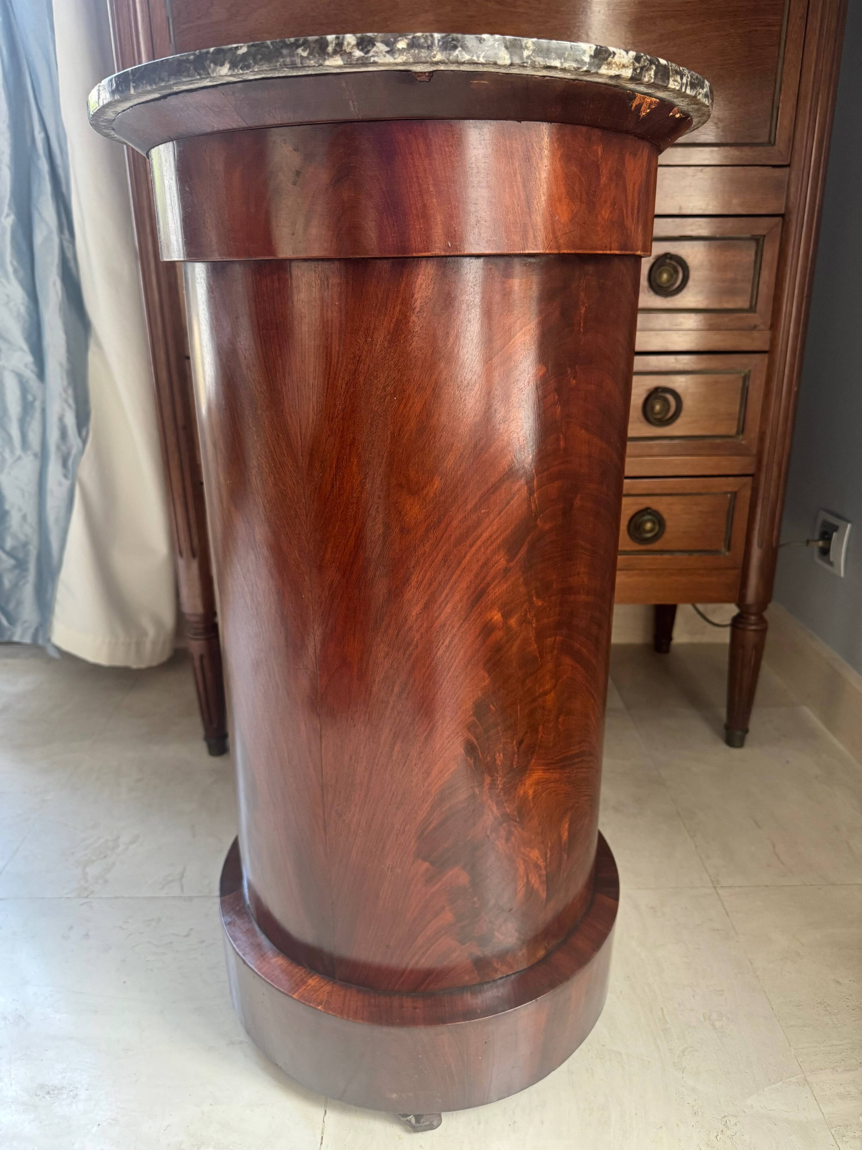 Somno Epoque Empire - Beautiful flamed mahogany - Original grey Sainte-Anne marble