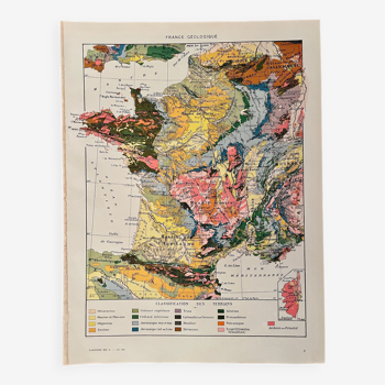 Ancienne carte de France géologique - 1930