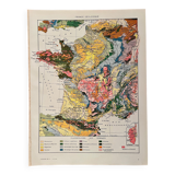 Old geological map of France - 1930