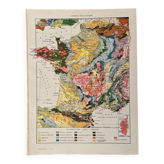 Ancienne carte de France géologique - 1930