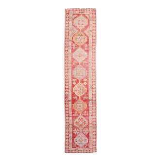 Tapis rouge vintage herki runner 84x383cm