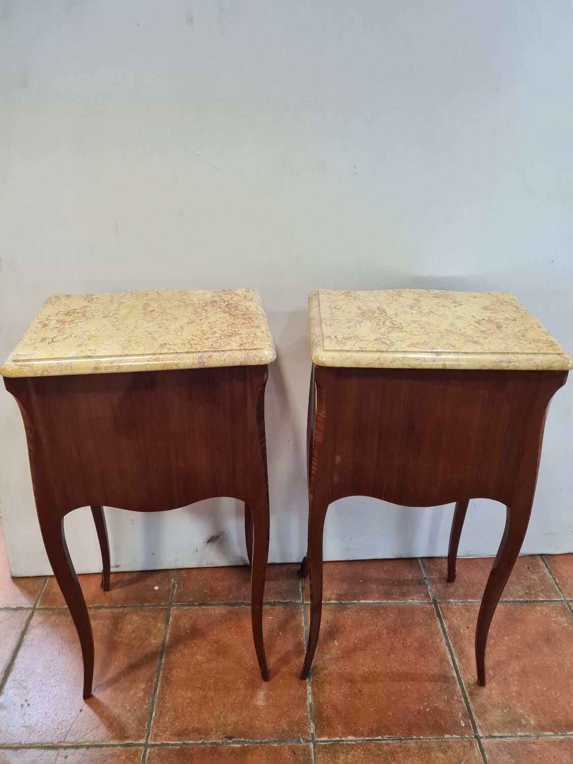 Marquetry bedside tables ( the pair )