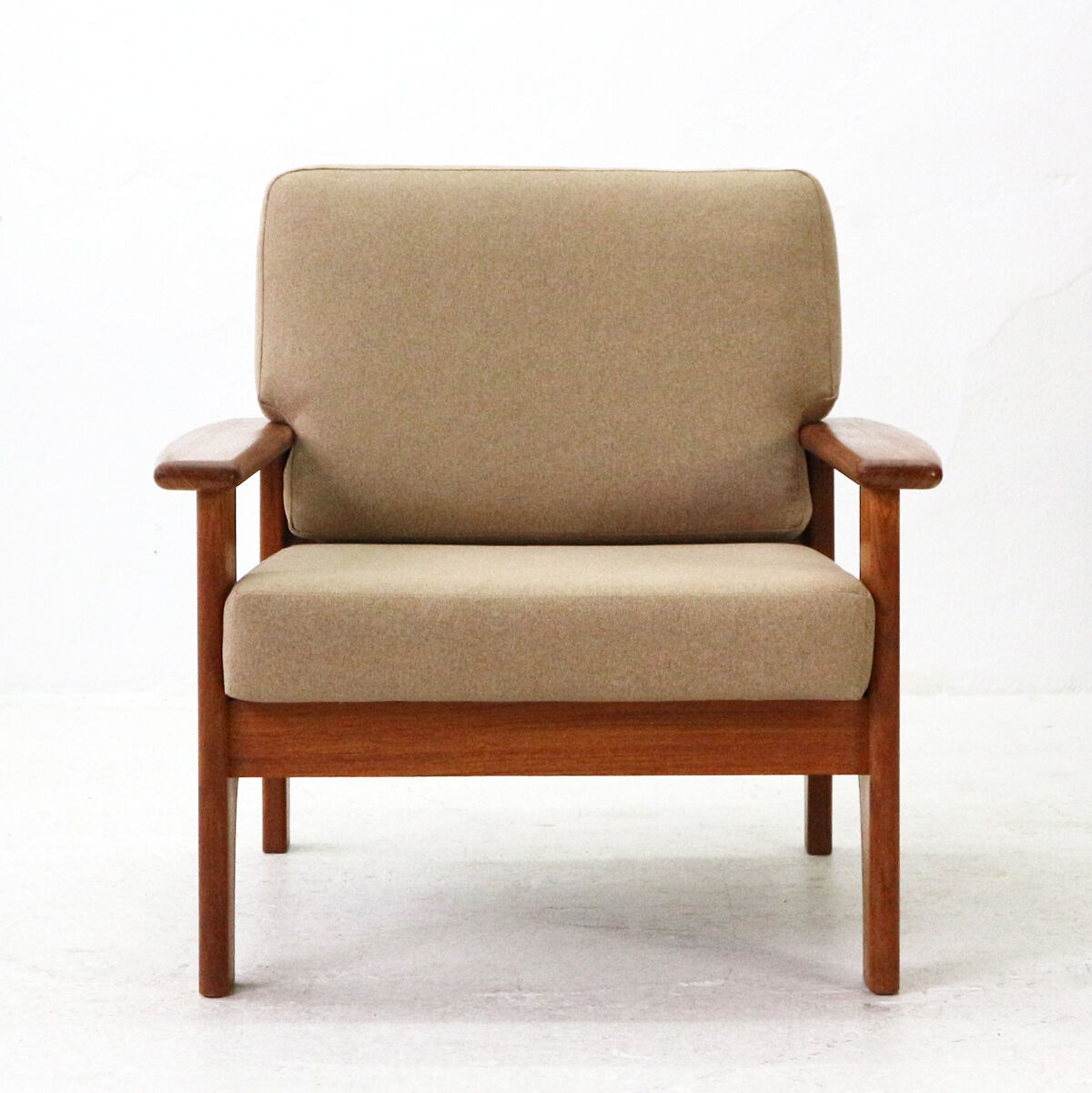 Mid-century scandinavian teak armchair with new covers