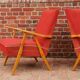 Pair of czechoslovak armchairs red compass feet annee 60