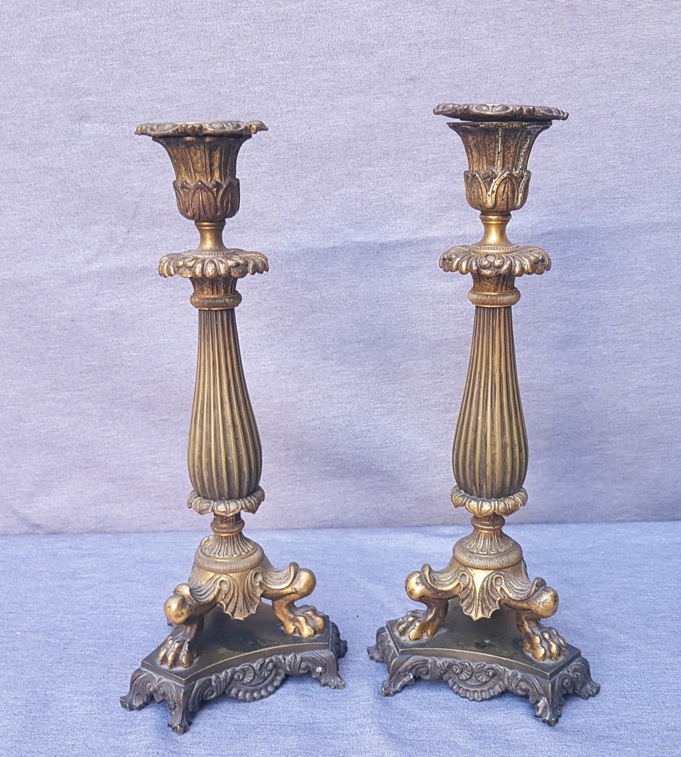 Pair of 18th-century bronze candlesticks Restoration
