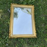 Vintage rectangular mirror in gilded wood h49 xl35
