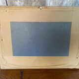 Old oil color landscape + vintage white wood frame