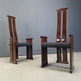 Chaises de salle à manger post-modernes à dossier haut, lot de 4, années 1970