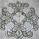 Antique linen tablecloth embroidery Richelieu scalloped linen centerpiece 128 cm