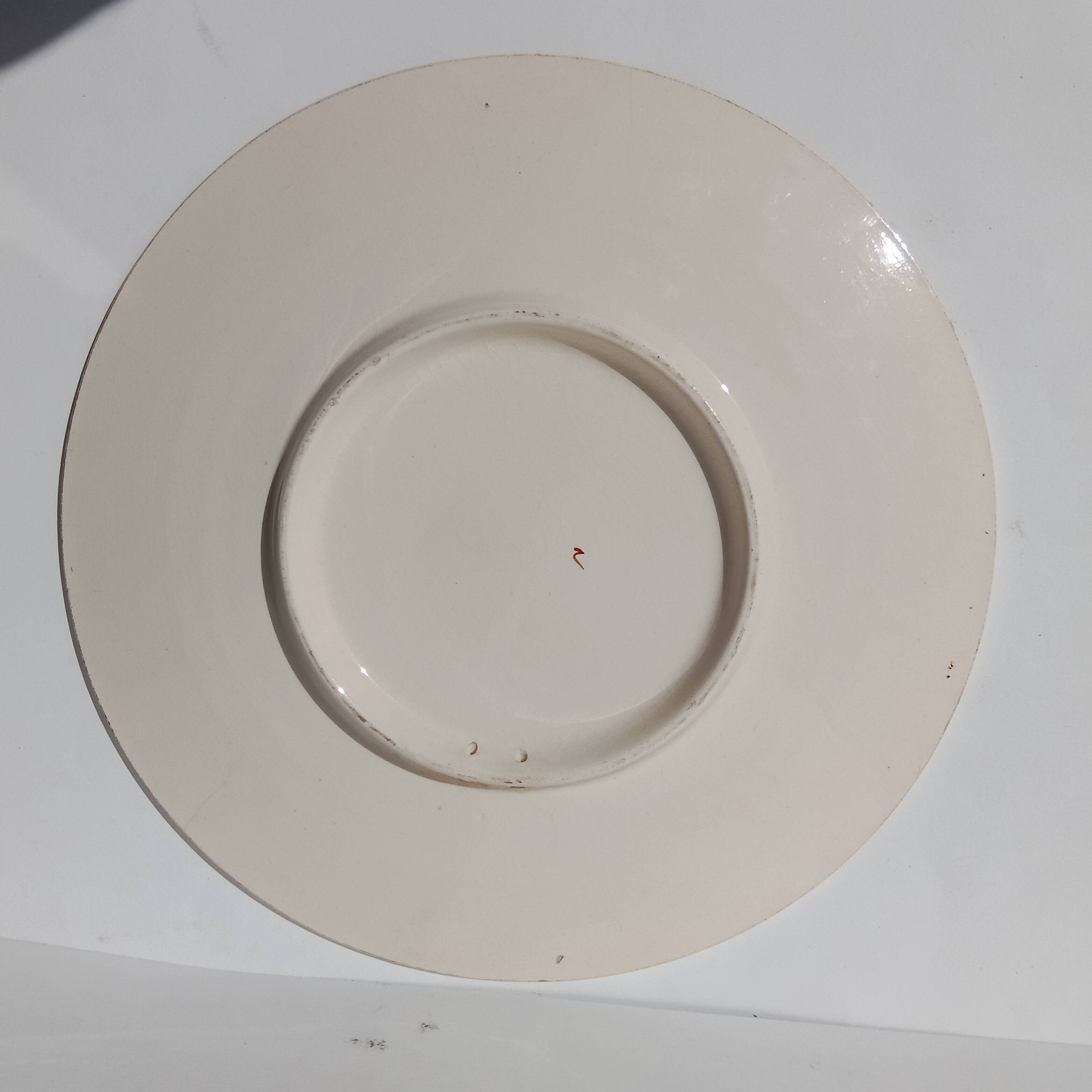 Plat rond à décor de perroquets dans la jungle, circa 1900