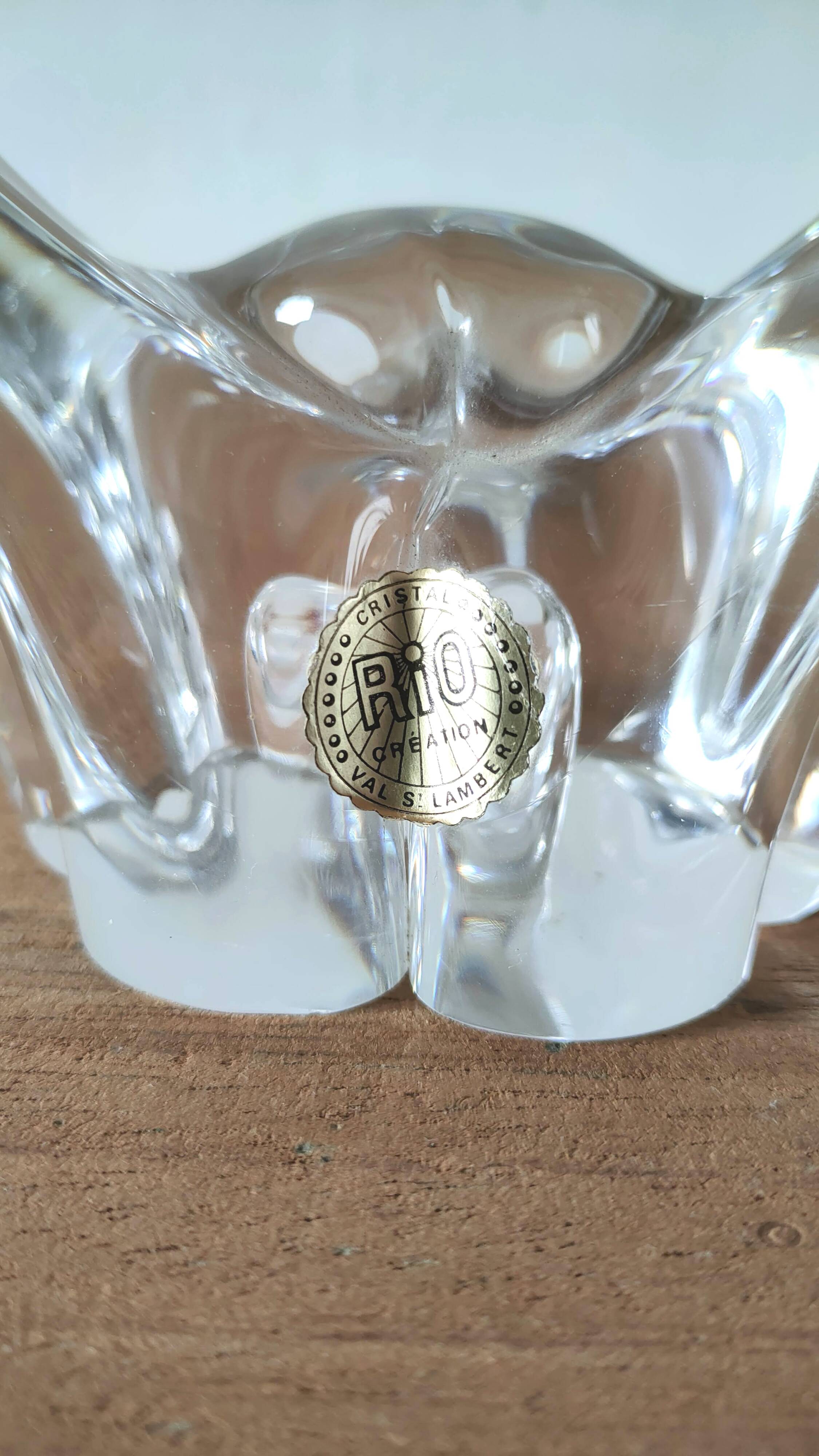 Double crystal candle holder Val Saint Lambert Rio creation 1950s