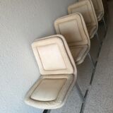 Set of 4 chairs in cream velvet seventies