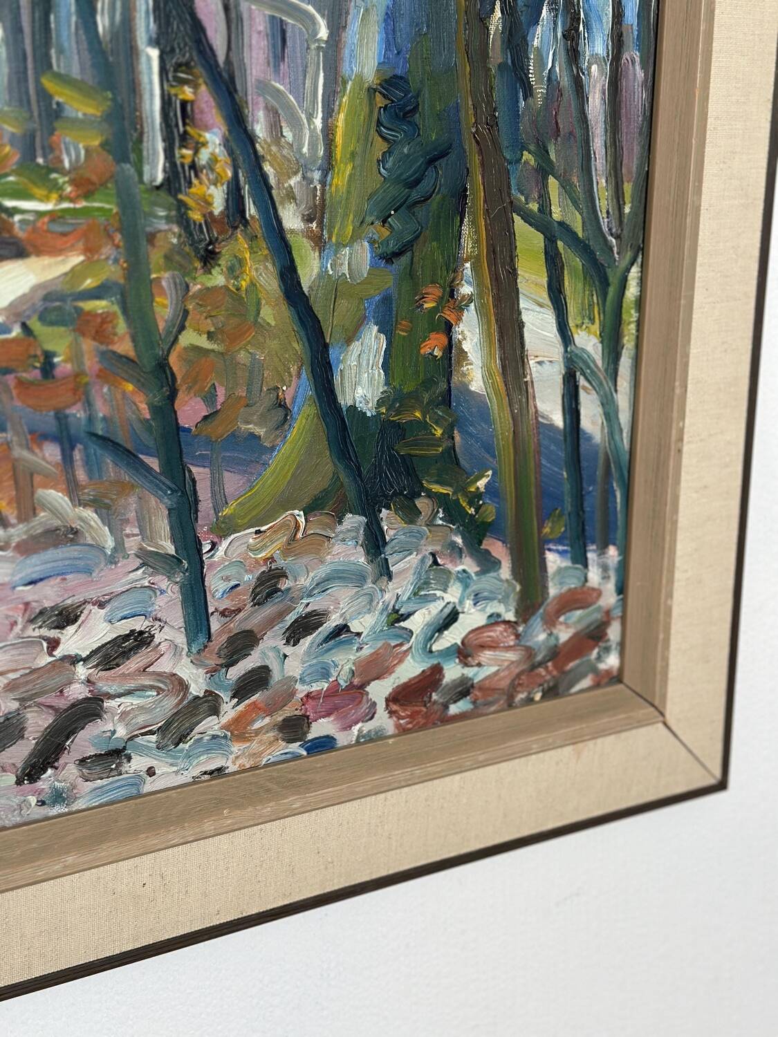 Swedish Oil on Canvas – “Forest” by Eyvind Olesen – Dated 1957