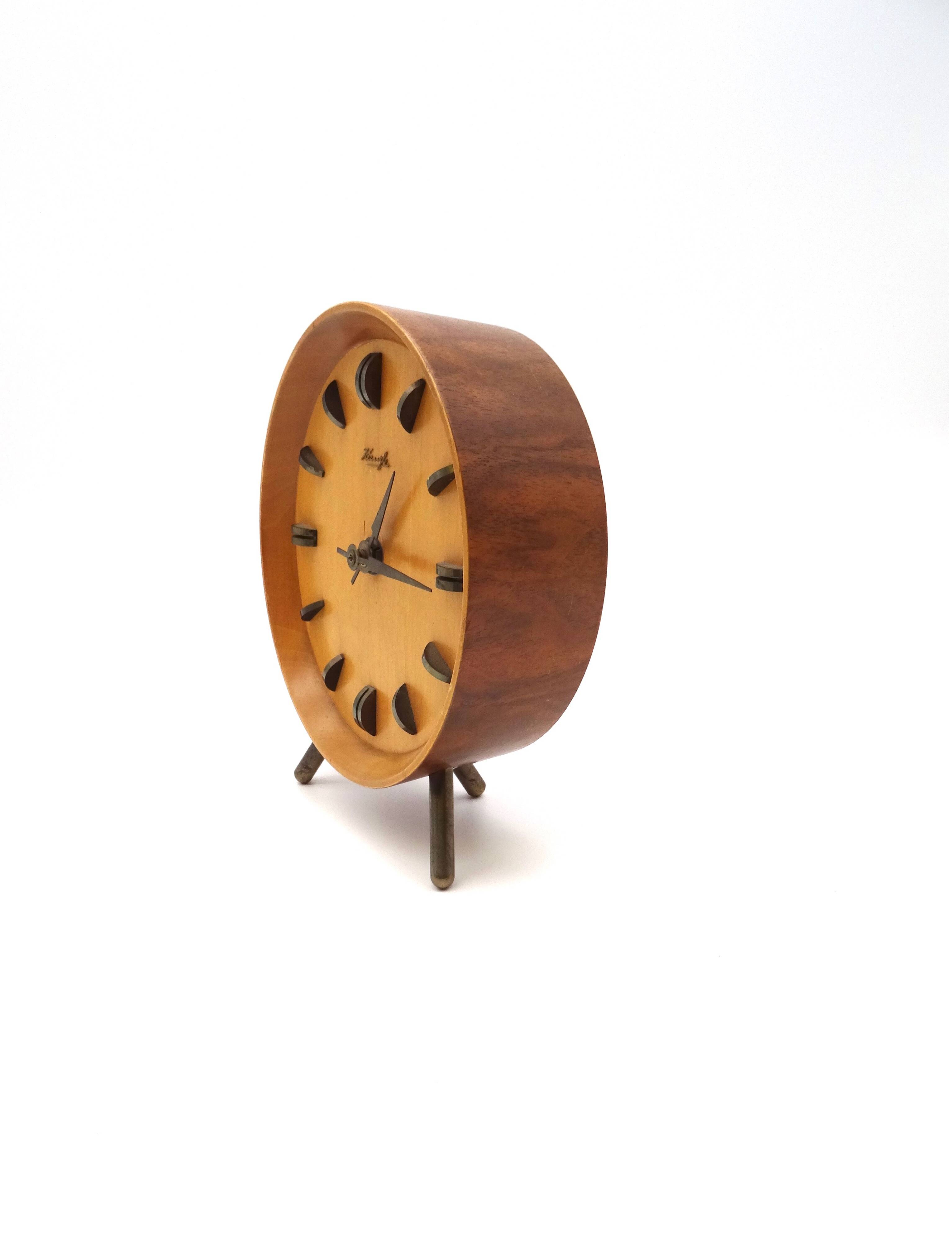 Rare original 60s mid century teak desk table clock by kienzle danish modern