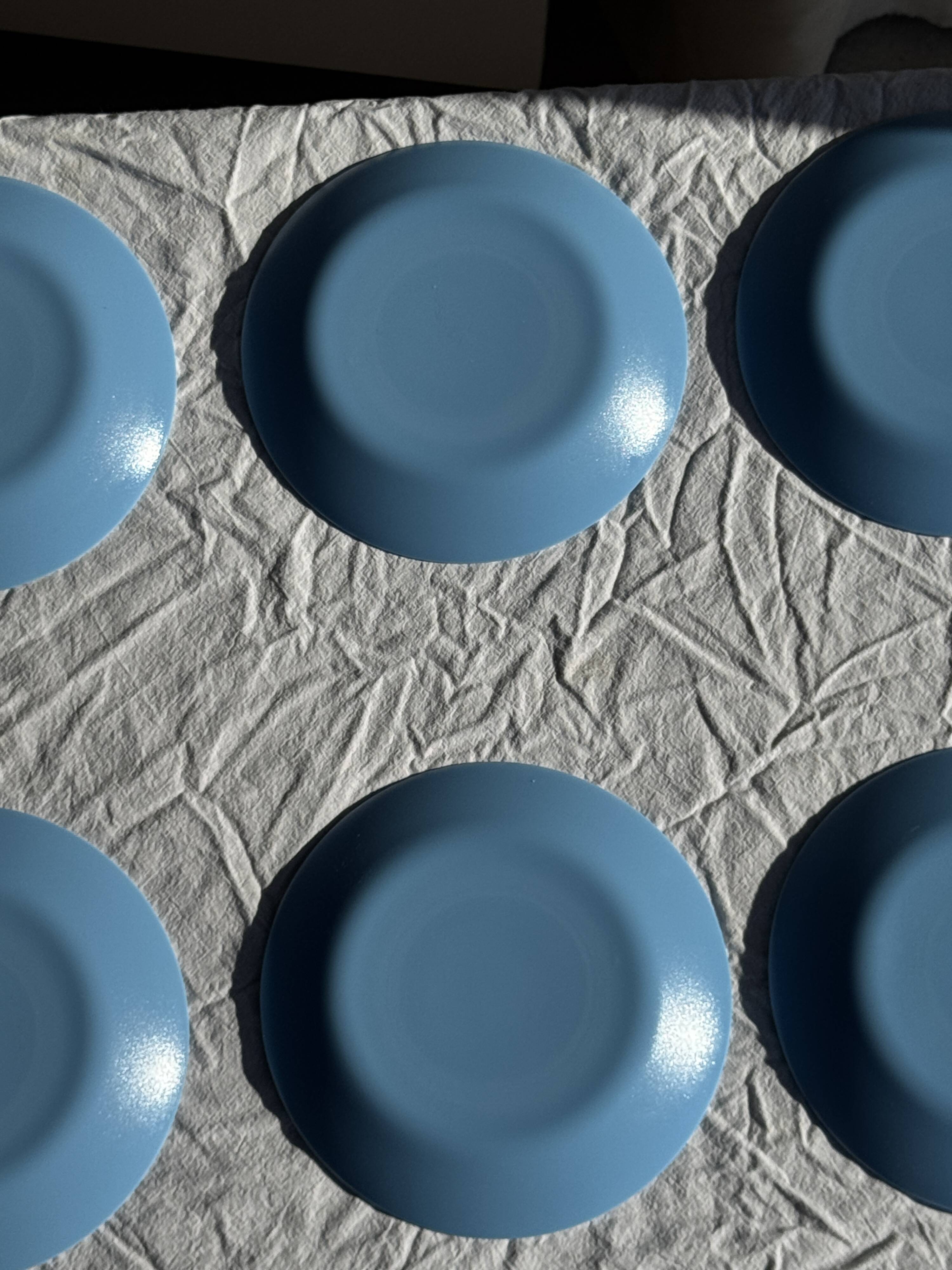 Set of 6 vintage blue dessert plates D18 (1)