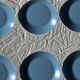 Set of 6 vintage blue dessert plates D18 (1)