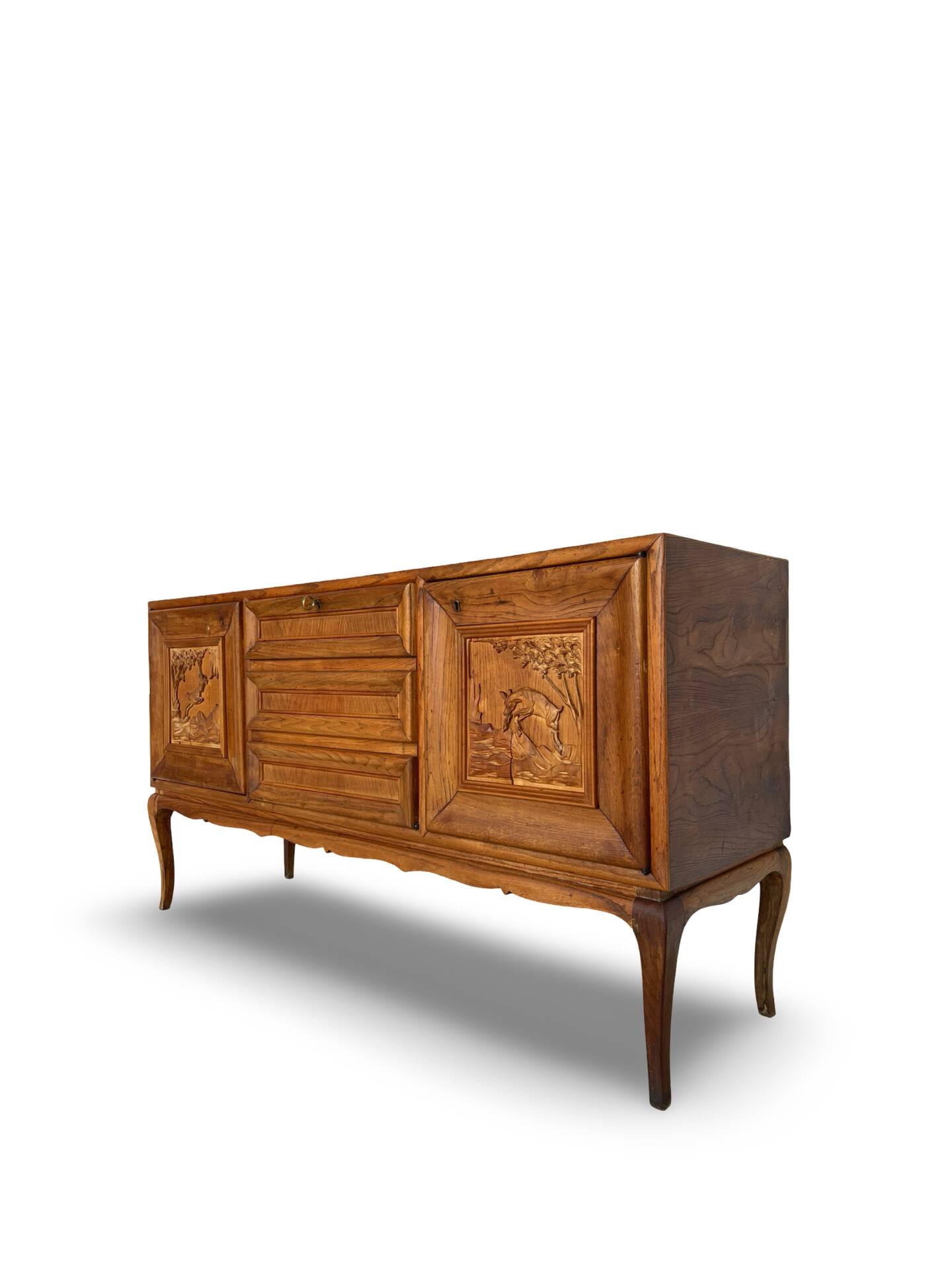 Italian Mid-Century cherrywood veneered and solid wood sideboard.