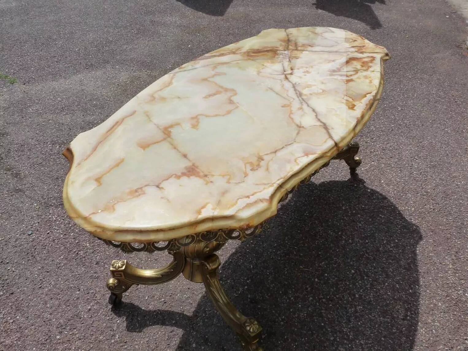 Coffee table in bronze brass and Fratelli Orsenigo marble