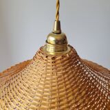 Woven wicker pendant light