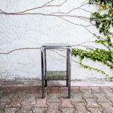 Pedestal table / harness metal and smoked glass 70s