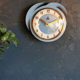 Silent vintage formica wall pendulum clock "Dam blue black"