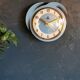 Silent vintage formica wall pendulum clock "Dam blue black"