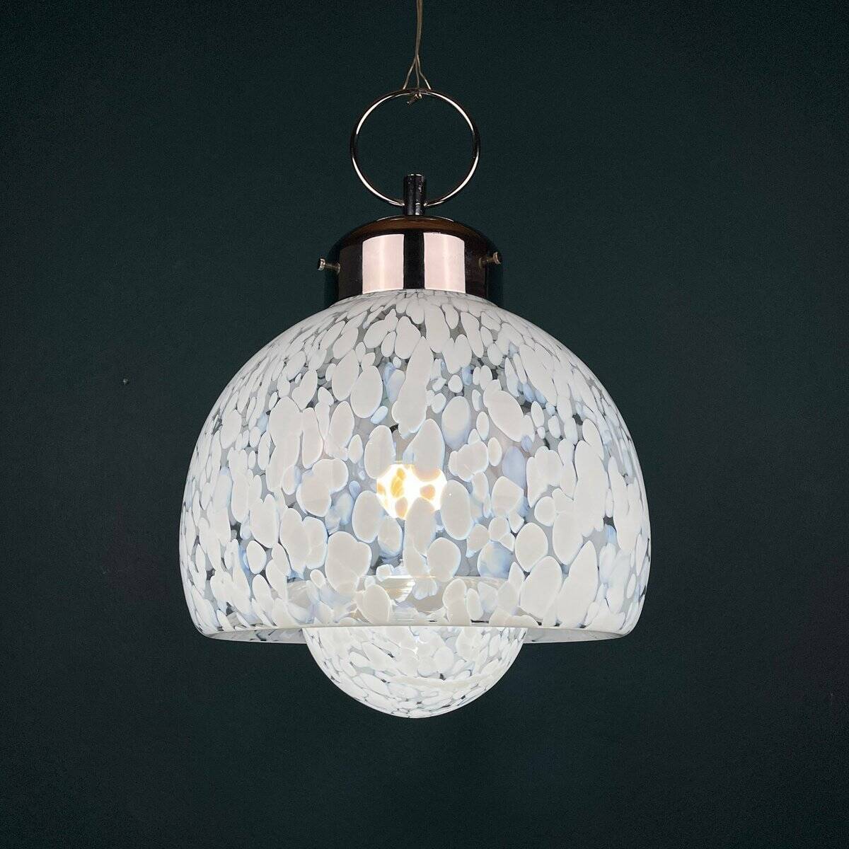 Mid-Century White Murano Suspension, Italy, 1960s
