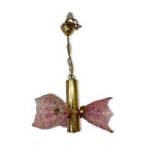 VINTAGE SPUTNIK BRASS CHANDELIER WITH PINK SHADES