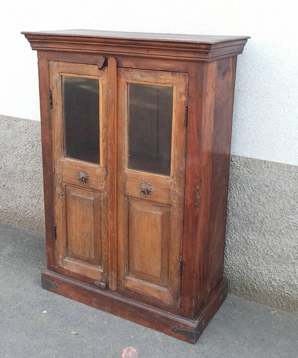 Petite armoire vitrée en bois ancien