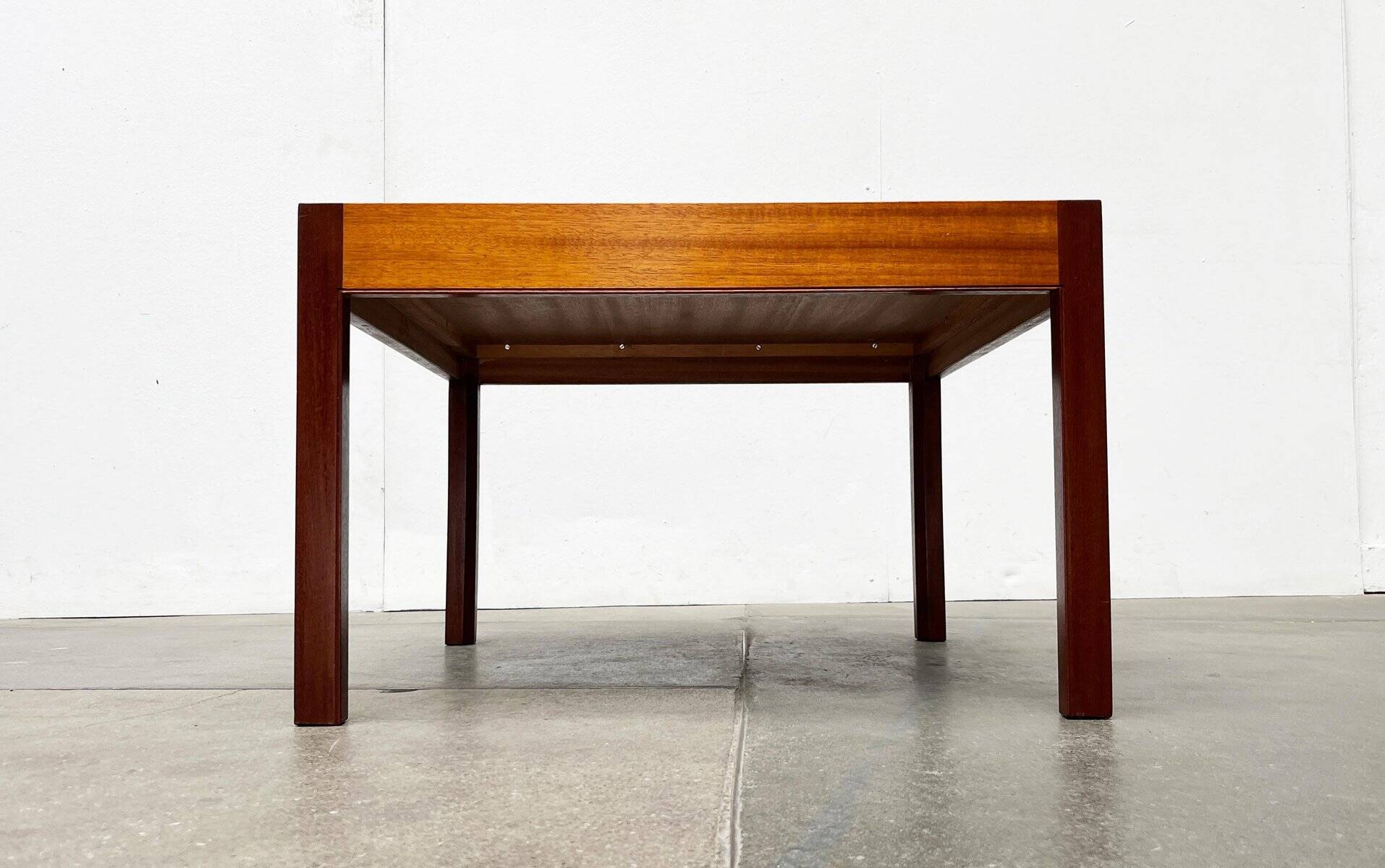 Mid-century teak and walnut side table, 1960s.