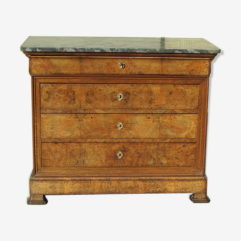 Louis Philippe chest of drawers in Elm and magnifying glass to Elm