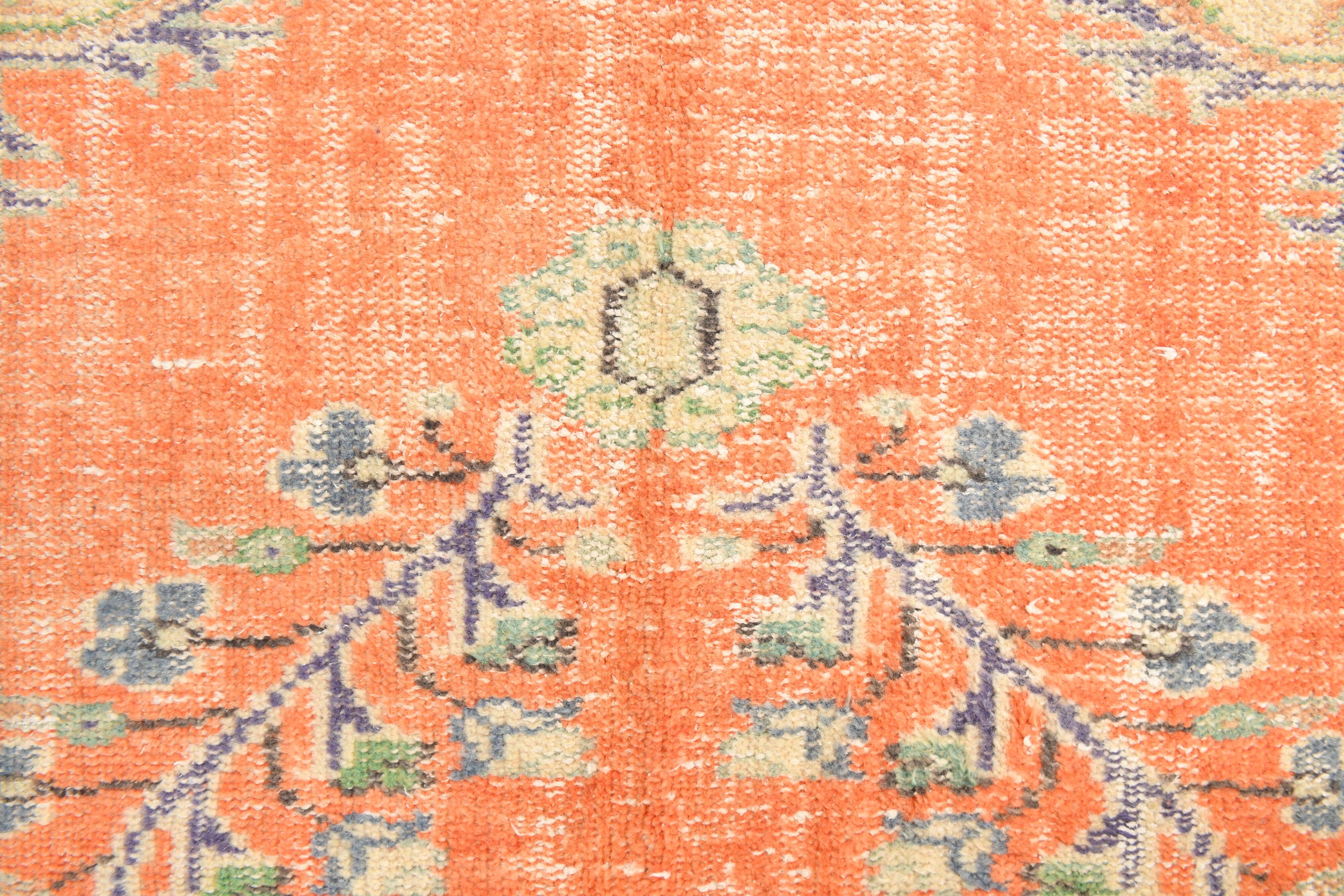 6x10 Faded Orange Classic Pattern Vintage Rug, 177x312 Cm
